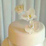 white orchids wedding cake