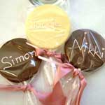 chocolate lolly wedding favours, place settings