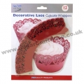Decorative Lace Cupcake Wrappers - Pack of 12 Hearts/Red Decorative Lace Cupcake Wrappers - Pack of 12 Hearts/Red