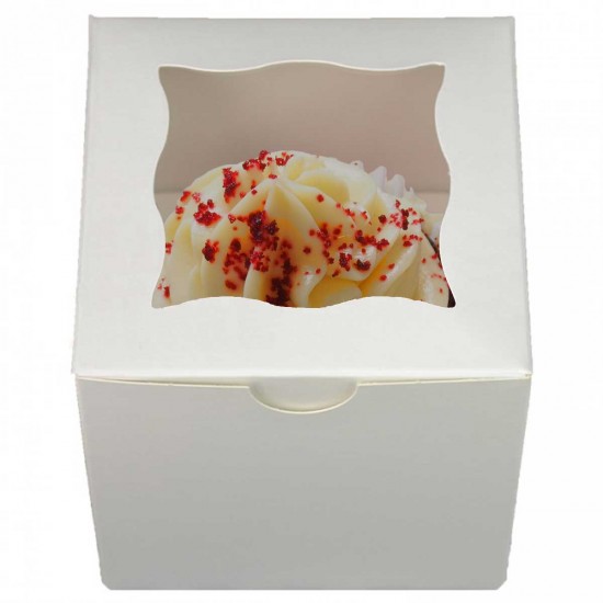 Bonzos Cupcake Box 1 White Flat Top with Window