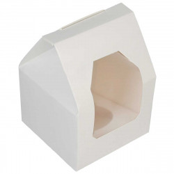 Cupcake Box 1 White Window with Pitched Top