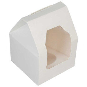 Cupcake Box 1 White Window with Pitched Top Cupcake Box 1 White Window with Pitched Top