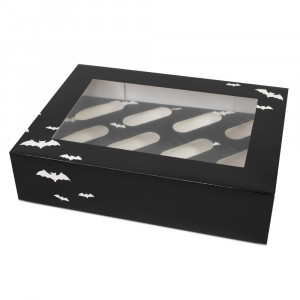 Halloween Cupcake Box 12 Black Bats Halloween Cupcake Box 12 Black Bats