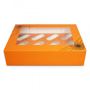 Halloween Cupcake Box 12 Orange Web Halloween Cupcake Box 12 Orange Web