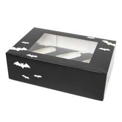 Halloween Cupcake Box 6 Black Bats