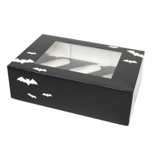Halloween Cupcake Box 6 Black Bats Halloween Cupcake Box 6 Black Bats