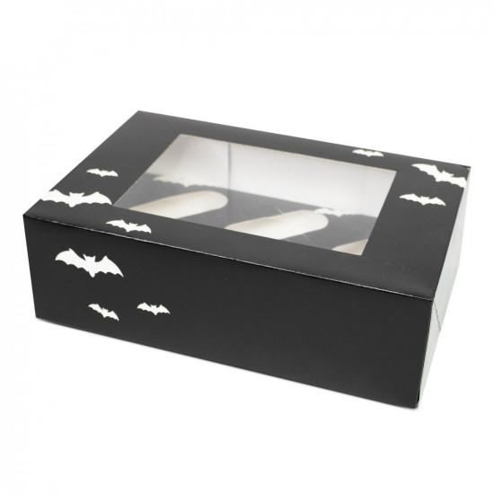 Bonzos Halloween Cupcake Box 6 Black Bats