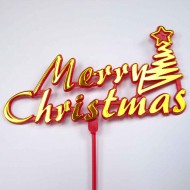Motto Merry Christmas & Tree Gold on Red