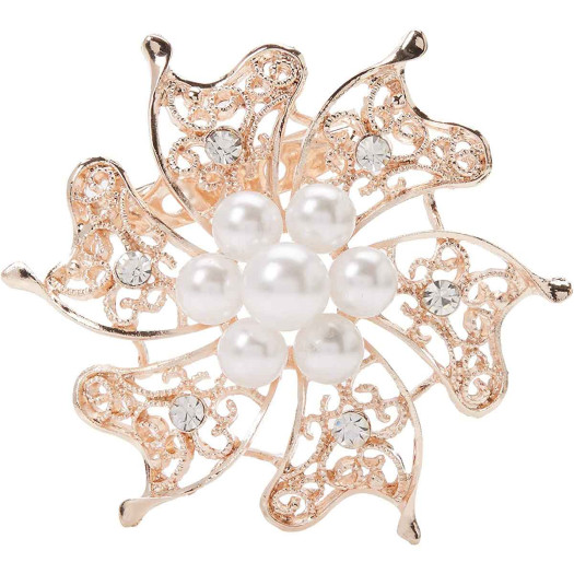 Club Green Diamante/Pearl Fashion Brooch Rose Gold Club Green Diamante/Pearl Fashion Brooch Rose Gold