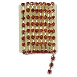 Diamante Strand Burgundy/Red on Silver 1m