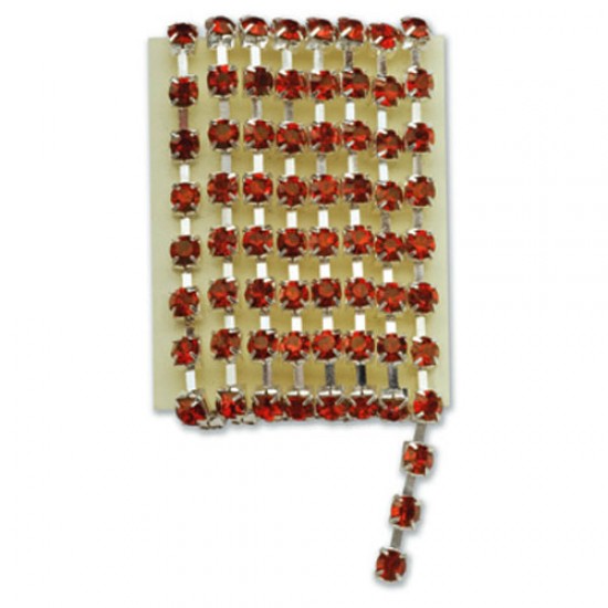 Club Green Diamante Strand Burgundy/Red on Silver 1m