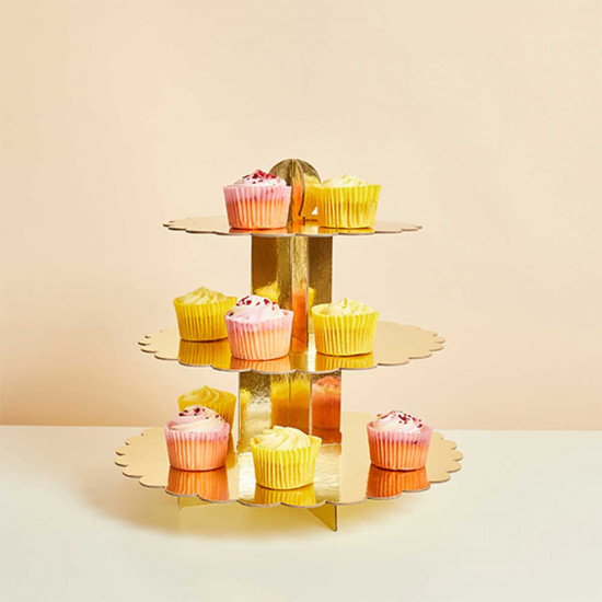 Club Green 3-Tier Cupcake Stand Gold