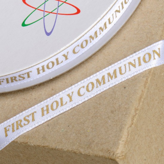 Club Green Ribbon 6mm First Holy Communion Gold x1 meter