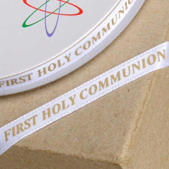 Club Green Ribbon 6mm First Holy Communion Gold x1 meter