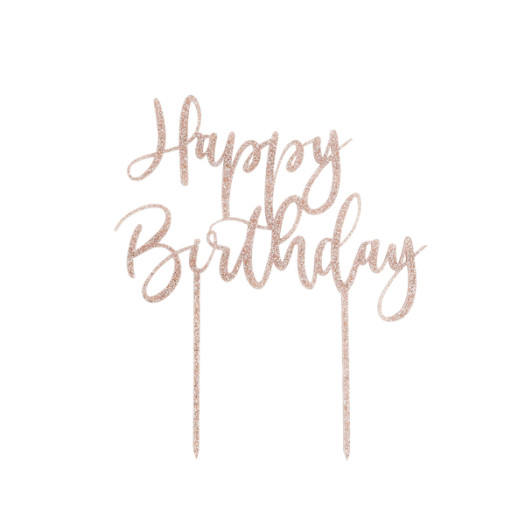 Club Green Acrylic Glitter Happy Birthday Topper Rose Gold Club Green Acrylic Glitter Happy Birthday Topper Rose Gold