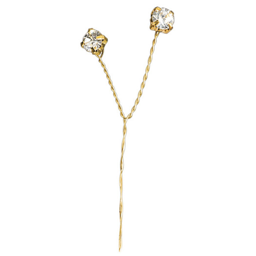Club Green Diamante Stem Gold/Clear x2 Gems