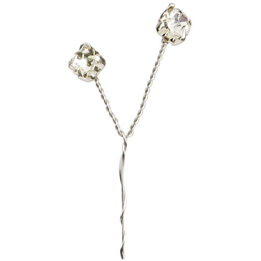 Club Green Diamante Stem Silver/Clear x2 Gems