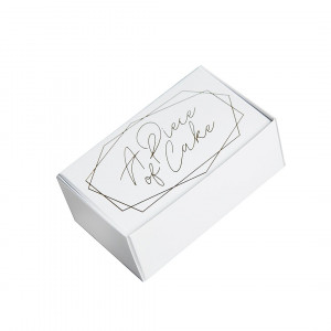 Cake Box Favour Portion White & Gold Pack 10 Cake Box Favour Portion White & Gold Pack 10