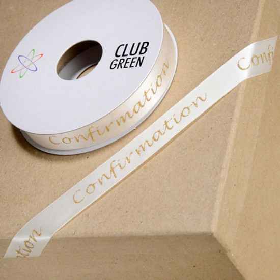 Club Green Ribbon 15mm Confirmation Gold