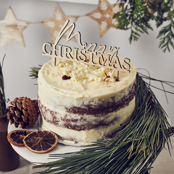 Club Green Merry Christmas Wooden Cake Topper Club Green Merry Christmas Wooden Cake Topper