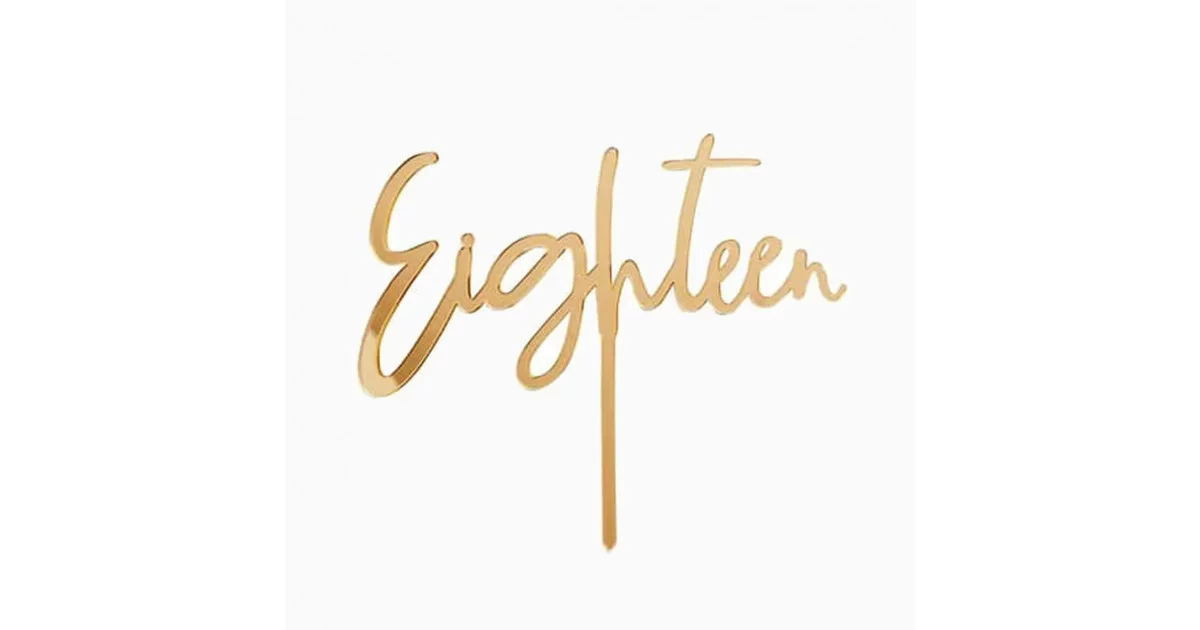Eighteen Acrylic Cake Topper Gold Mirror