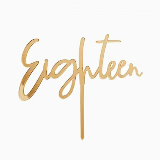 Eighteen Acrylic Cake Topper Gold Mirror