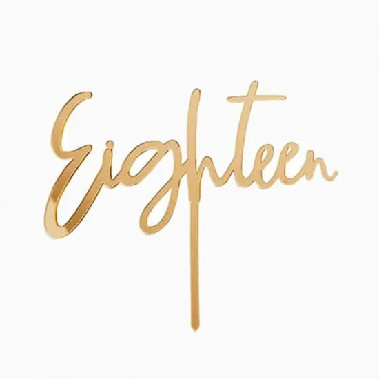 Eighteen Acrylic Cake Topper Gold Mirror