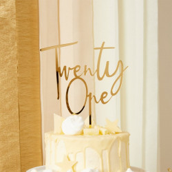 Twenty One Acrylic Cake Topper Gold Mirror