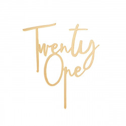 Twenty One Acrylic Cake Topper Gold Mirror