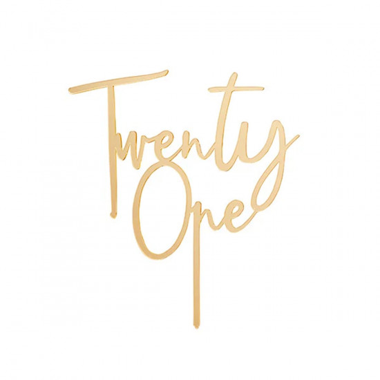 Twenty One Acrylic Cake Topper Gold Mirror
