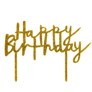 Happy Birthday Acrylic Cake Topper Gold Sparkle Happy Birthday Acrylic Cake Topper Gold Sparkle