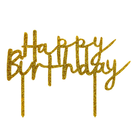 Club Green Happy Birthday Acrylic Cake Topper Gold Sparkle