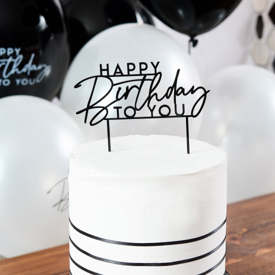 Happy Birthday To You Cake Topper Black
