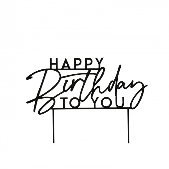 Happy Birthday To You Cake Topper Black