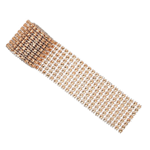Club Green Diamante Effect Banding Rose Gold 8 Row