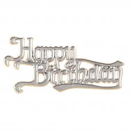 Happy Birthday Motto Silver Script