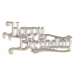 Happy Birthday Motto Silver Script