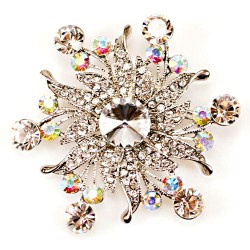 Diamante Fashion Brooch Silver Large