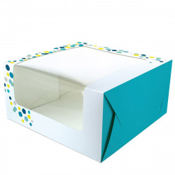 Teal Confetti Cake Window Box 10"x10"x5"