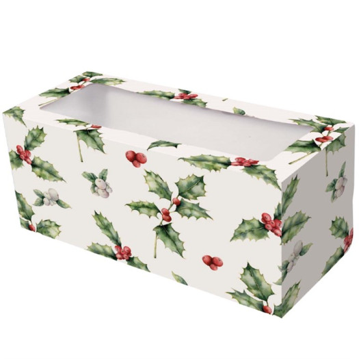 Culpitt Vintage Holly Christmas Yule Log Window Box 12"x5"x5" Culpitt Vintage Holly Christmas Yule Log Window Box 12"x5"x5"