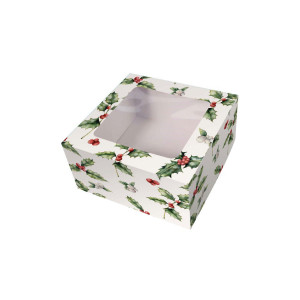 Vintage Holly Christmas Cake Window Box 6" Vintage Holly Christmas Cake Window Box 6"