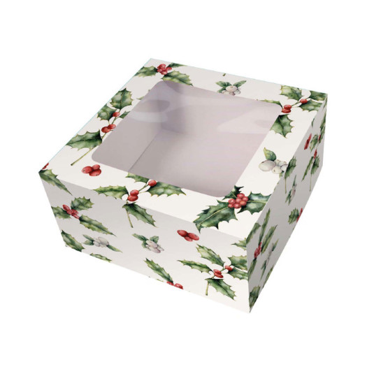 Bonzos Vintage Holly Christmas Cake Window Box 8" Bonzos Vintage Holly Christmas Cake Window Box 8"