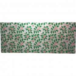 Christmas Yule Log Card 12"x5" Silver Holly