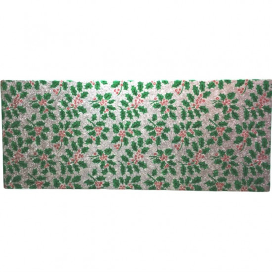 Christmas Yule Log Card 12"x5" Silver Holly