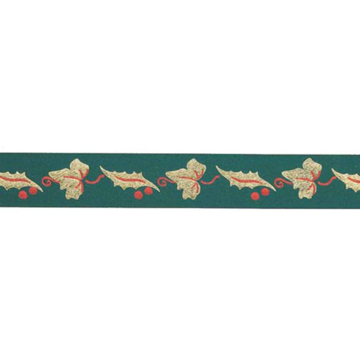 Culpitt Ribbon 24mm Holly & Ivy/Green & Gold