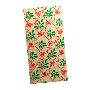 Christmas Yule Log Card 8"x4" Gold Holly Christmas Yule Log Card 8"x4" Gold Holly