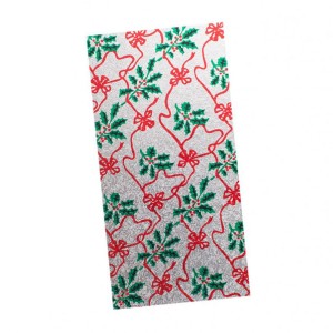 Christmas Yule Log Card 8"x4" Silver Holly Christmas Yule Log Card 8"x4" Silver Holly