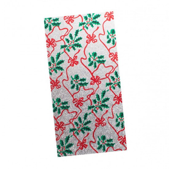 Doric Christmas Log Card 8"x4" Silver Holly