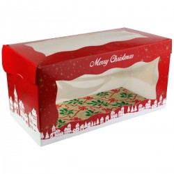 Christmas Log Card 8"x4" Gold Holly