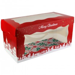 Christmas Log Card 8"x4" Silver Holly